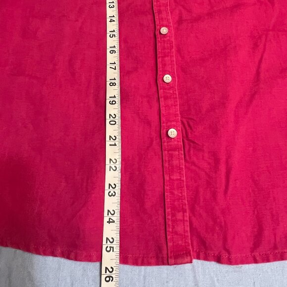Talbots Women's Top Button Down Shirt Pink Linen Size 12P Long Sleeve - Picture 7 of 9